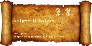 Neiger Nikolett névjegykártya